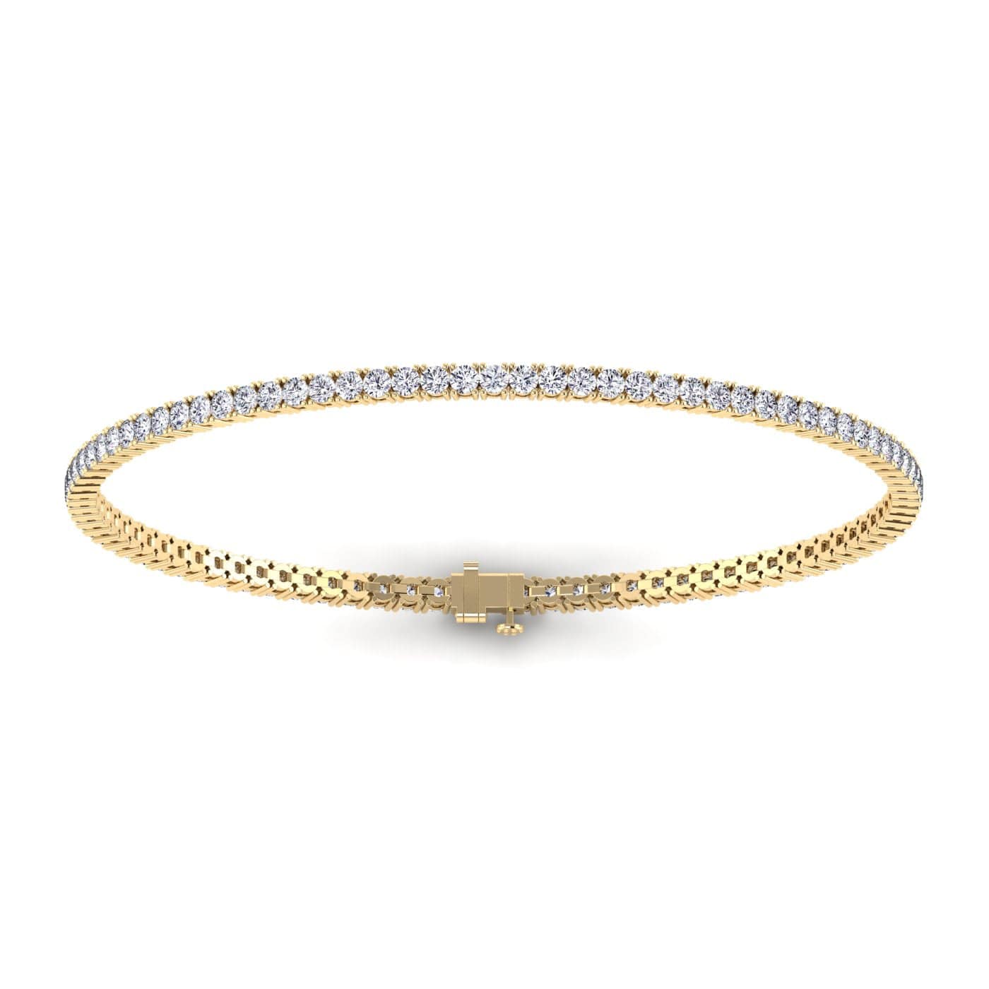 Bracelets 6" / Yellow Gold / 14K 14K or 18K Gold Diamond Small Tennis Bracelet 2 ct 4-prong setting, Lab Grown