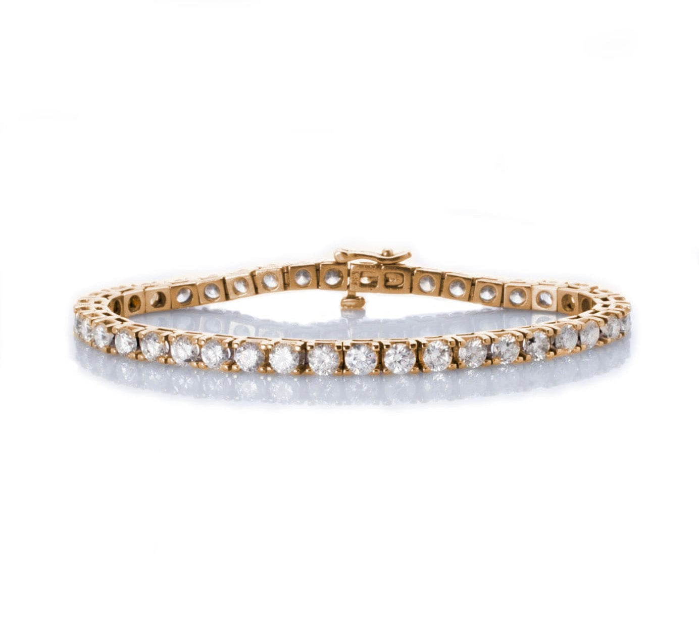 Bracelets 6" / Yellow Gold / 14K Large 14K Gold and Diamond Tennis Bracelet 4-Prong Setting