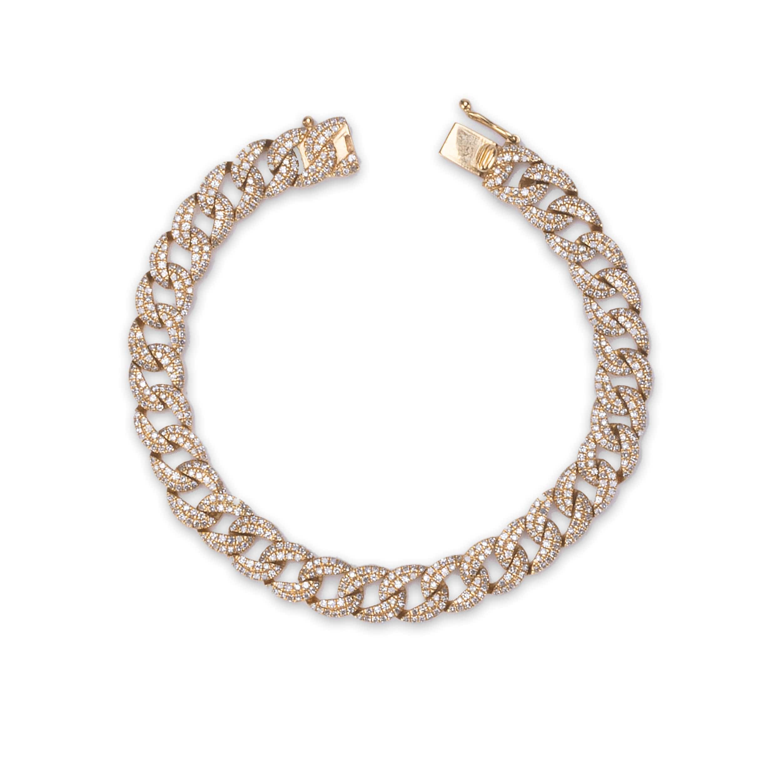 Bracelets 6" / Yellow Gold Large 14K Gold and Micro-Pave Diamond Cuban Chain Bracelet Signature Piece