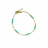 Bracelets Turquoise Blue 14K Turquoise Blue Enamel Bar Chain Bracelet