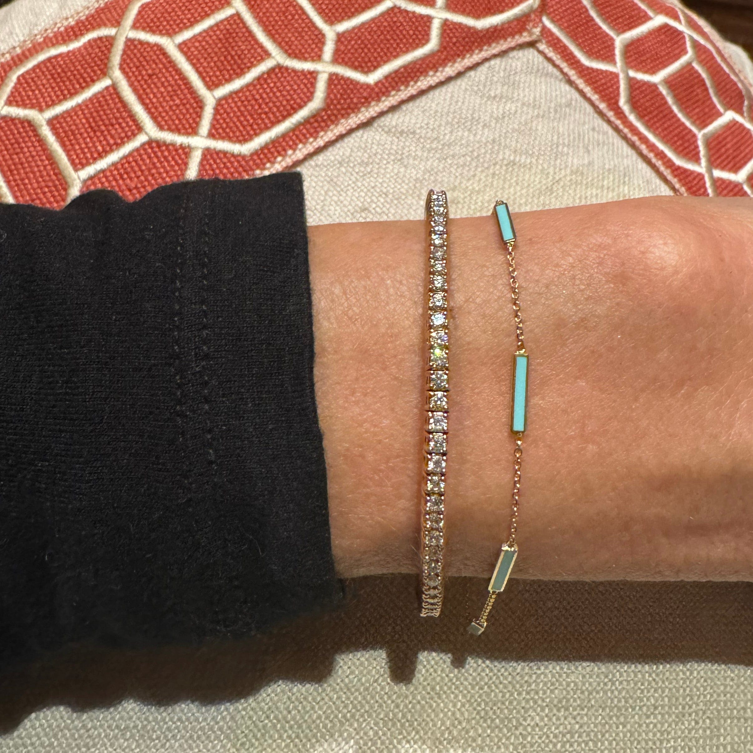 Bracelets Turquoise Blue 14K Turquoise Blue Enamel Bar Chain Bracelet