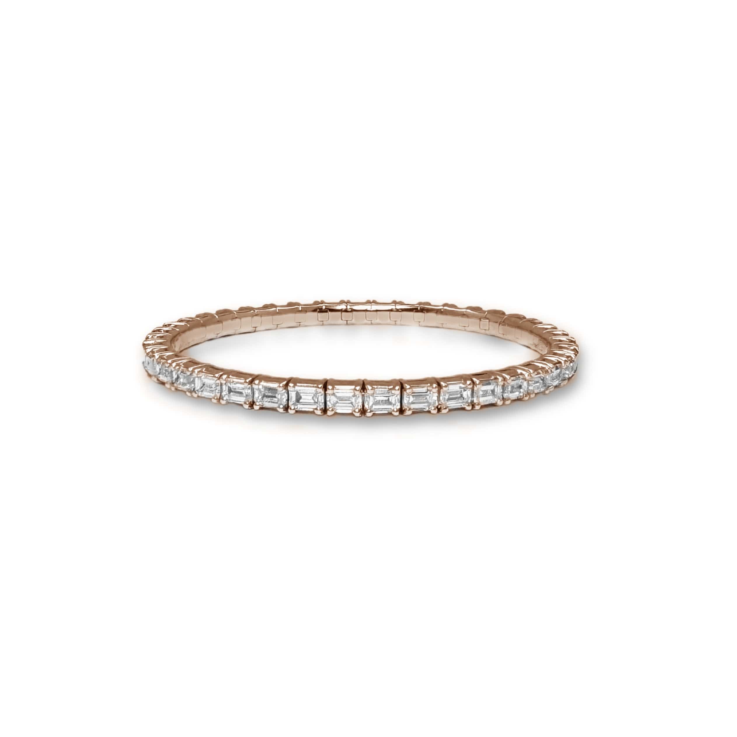 Bracelets XS:  45mm / Rose Gold / 8.2-10.6 Carats Emerald Cut Diamonds TW 18K Gold Stretch & Stack Emerald Cut  Diamond Tennis Bracelet, 8.0 Carats