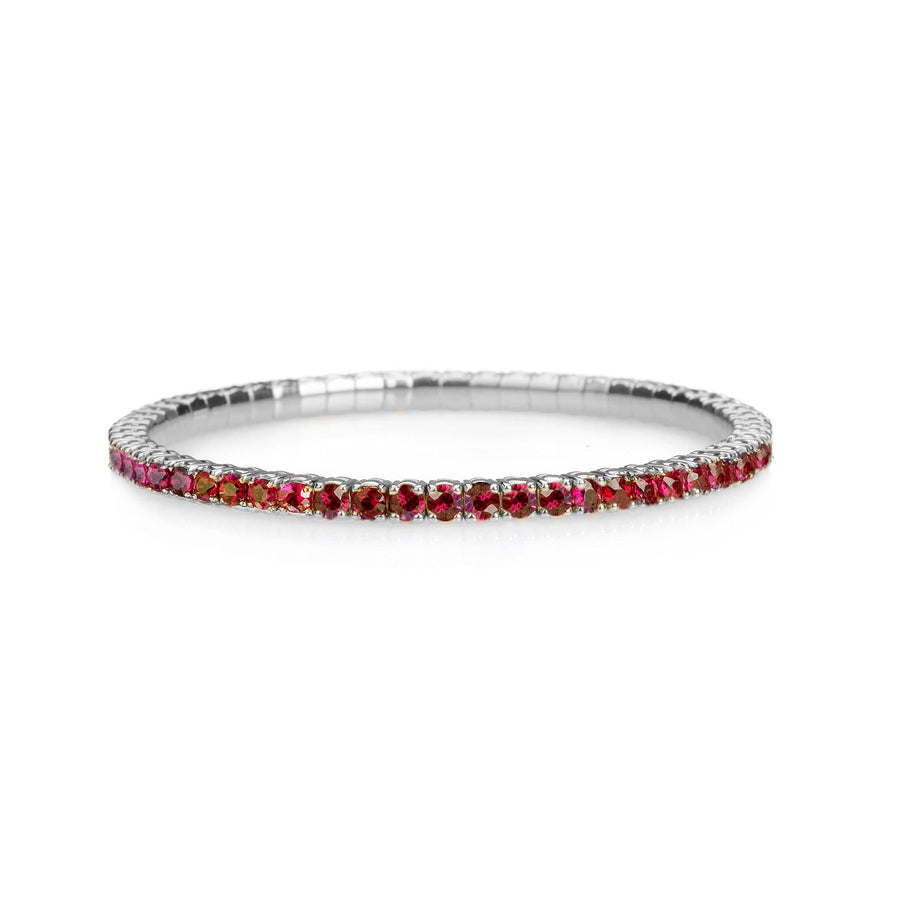 Bracelets XS:  45mm / White Gold / 2.25-2.94 Carats Mozambique Rubies TW 18K Gold Stretch & Stack Ruby Tennis Bracelet, 2.25-8.58 Carats