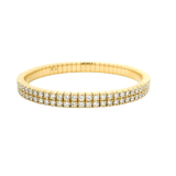 Bracelets XS:  45mm / Yellow Gold / 5.54 Carats Diamonds TW 18K Stretch Round Double Diamond Tennis Bracelet, 5.54-7.5 Carats, Lab Grown