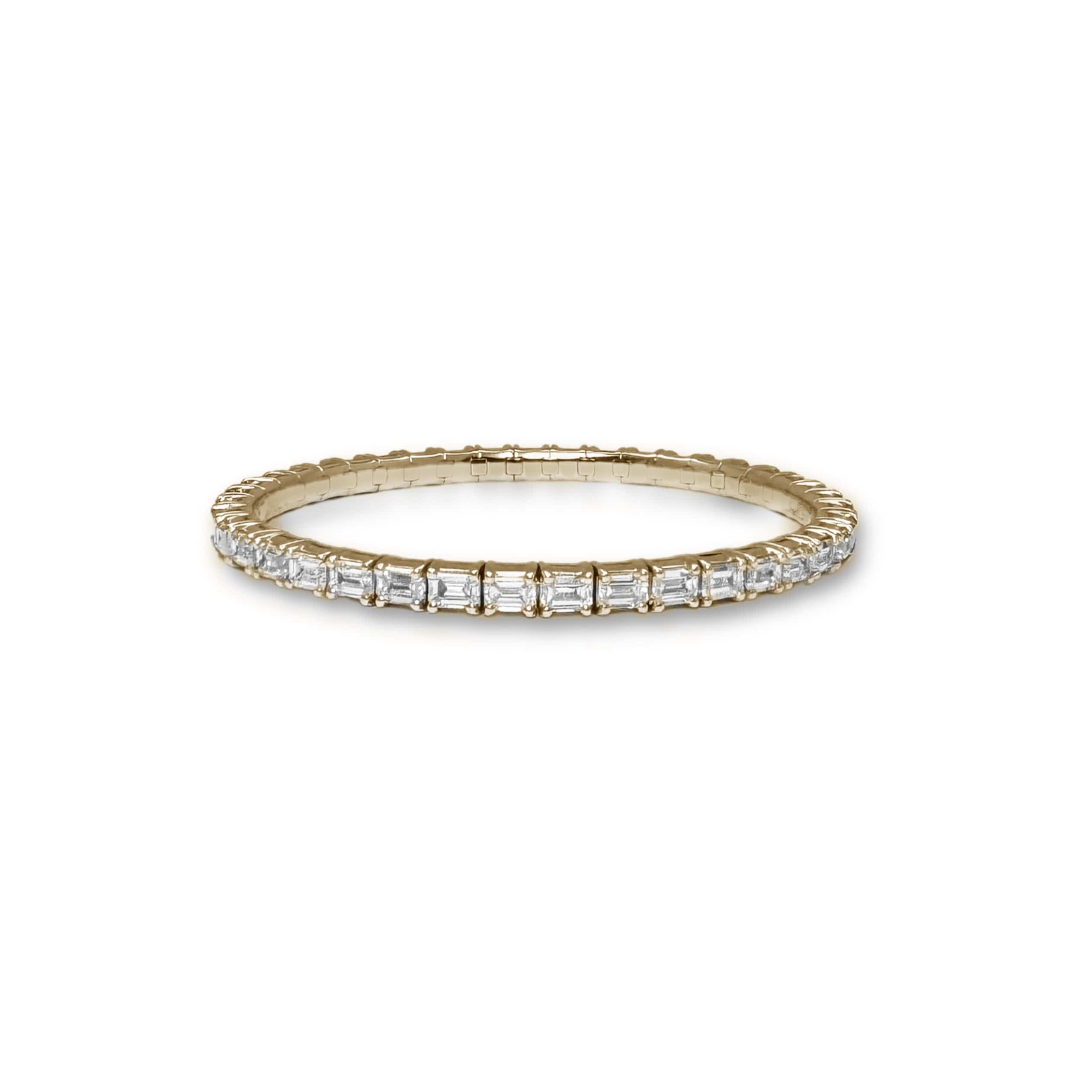 Bracelets XS:  45mm / Yellow Gold / 8.2-10.6 Carats Emerald Cut Diamonds TW 18K Gold Stretch & Stack Emerald Cut  Diamond Tennis Bracelet, 8.0 Carats