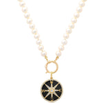 Charms & Pendants 14K Gold Black Onyx and Pave Diamond Compass Charm, Full Diamonds