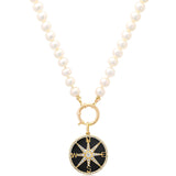 Charms & Pendants 14K Gold Black Onyx and Pave Diamond Compass Charm, Full Diamonds