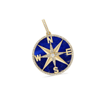 Charms & Pendants 14K Gold Lapis and Pave Diamond Compass Charm, Medium