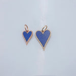 Charms & Pendants 14K Gold Large Blue Lapis and Diamond Elongated Heart Charm