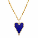 Charms & Pendants 14K Gold Large Blue Lapis and Diamond Elongated Heart Charm