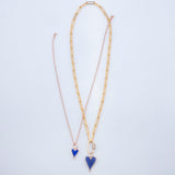 Charms & Pendants 14K Gold Small Blue Lapis and Diamond Elongated Heart Charm