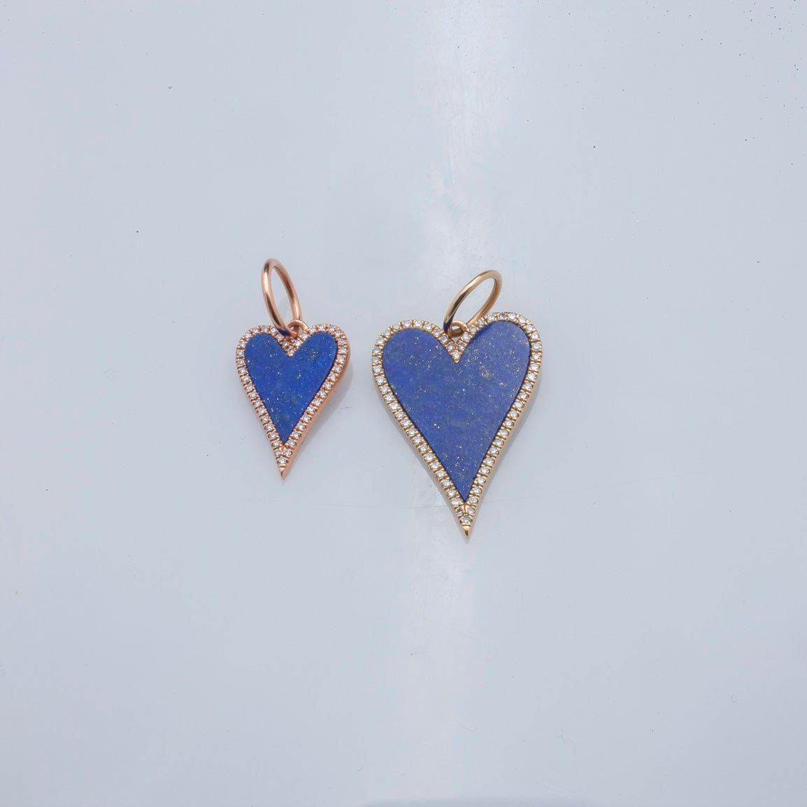 Charms & Pendants 14K Gold Small Blue Lapis and Diamond Elongated Heart Charm