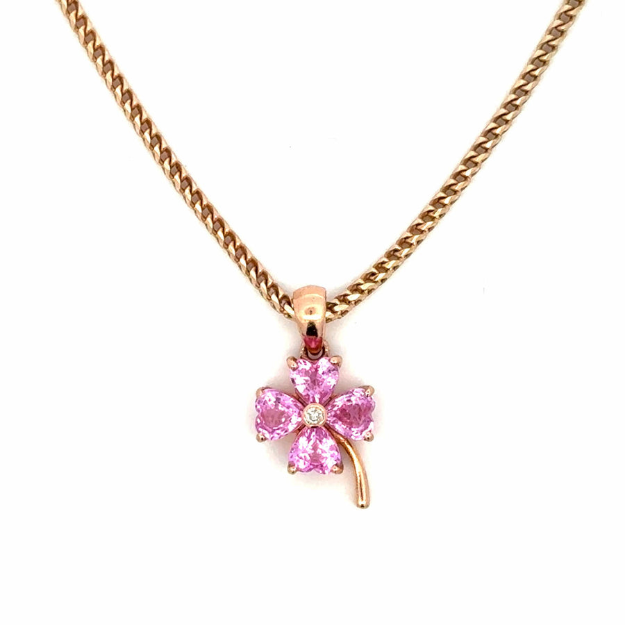 Charms & Pendants 18K Pink Sapphire and Diamond Flower Charm