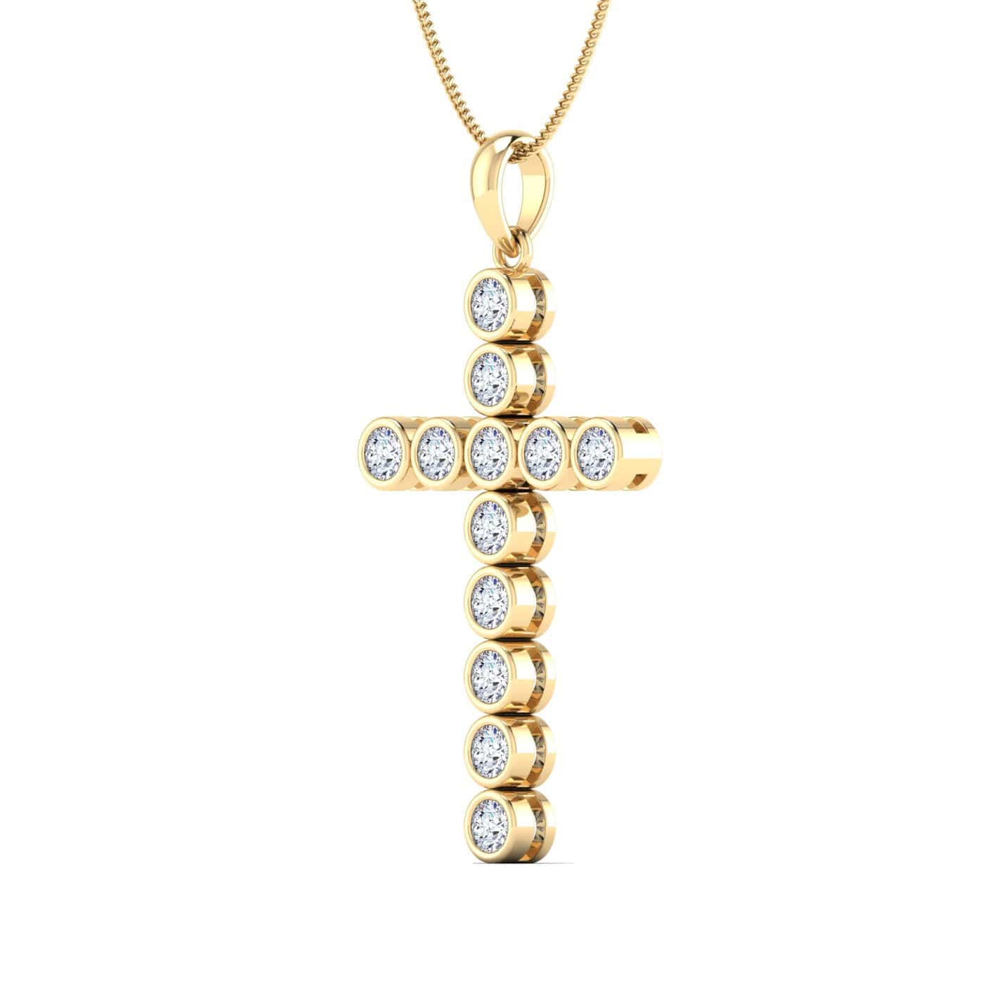 Charms & Pendants Diamond Cross in Solid 14K Gold, Lab Grown