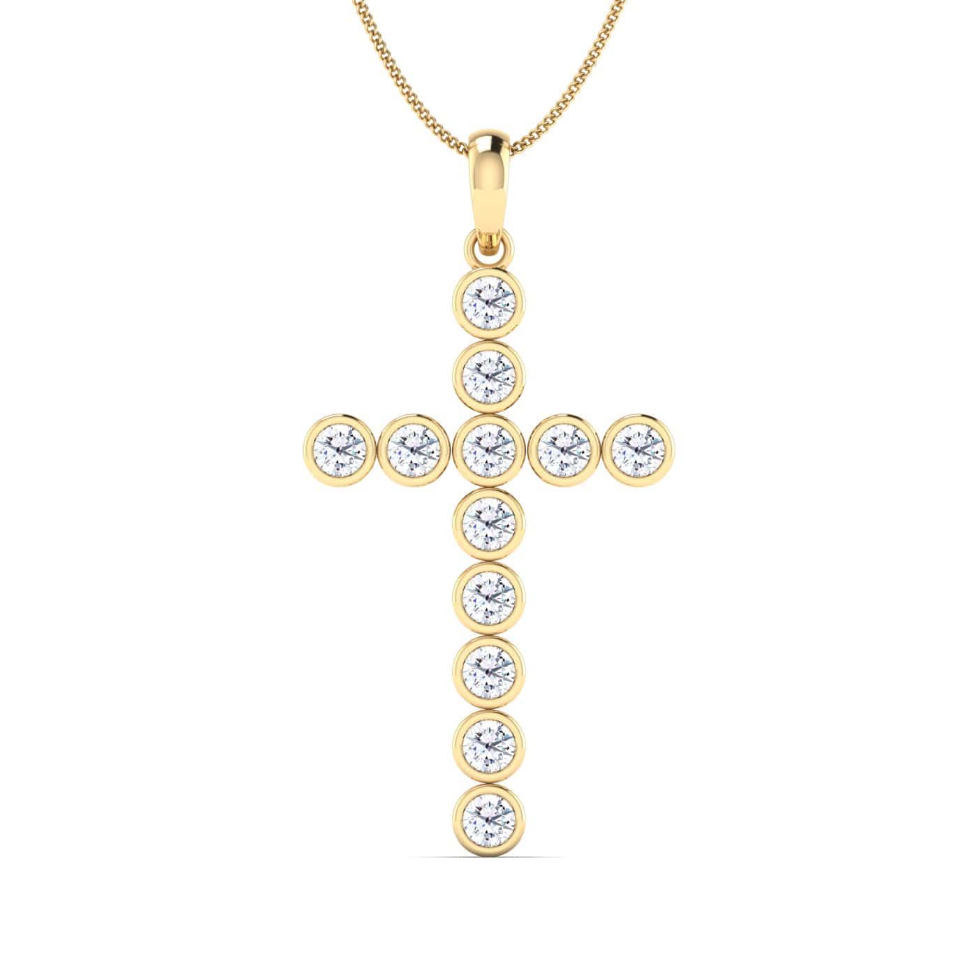 Charms & Pendants Diamond Cross in Solid 14K Gold, Lab Grown