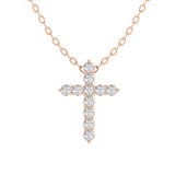 Charms & Pendants Diamond Cross  in Solid 14K Gold, Lab Grown, Prong Set