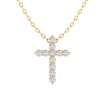 Charms & Pendants Diamond Cross  in Solid 14K Gold, Lab Grown, Prong Set