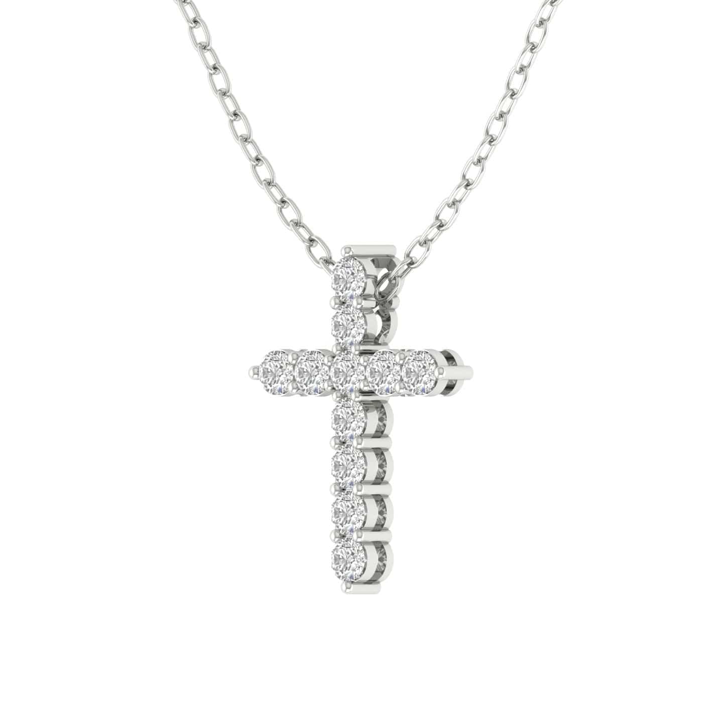 Charms & Pendants Diamond Cross  in Solid 14K Gold, Lab Grown, Prong Set