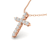 Charms & Pendants Diamond Cross  in Solid 14K Gold, Lab Grown, Prong Set