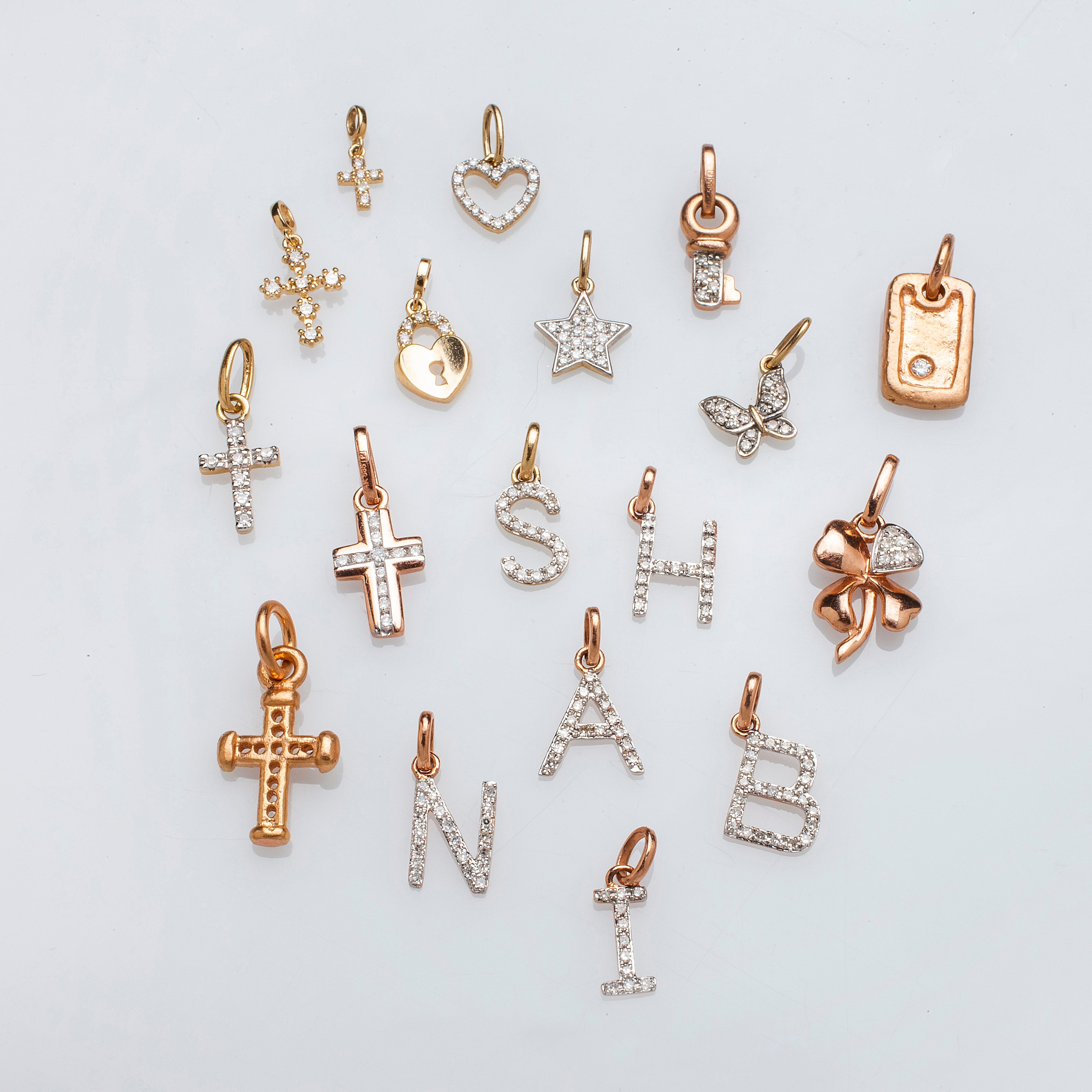 Charms & Pendants Individual Prong Set Diamond Cross Charm