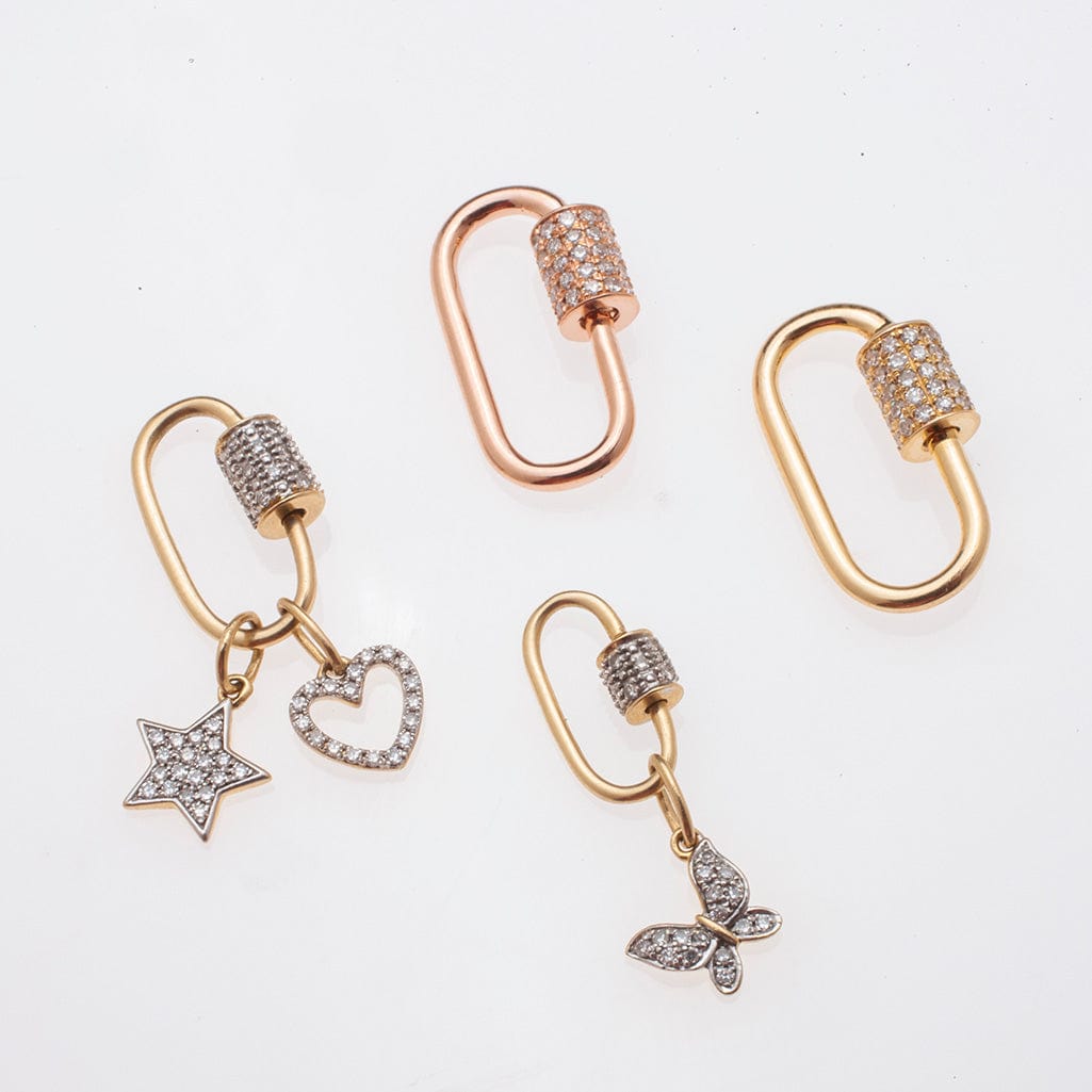 Charms & Pendants Medium Gold Carabiner Charm Enhancer with Diamonds