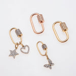 Charms & Pendants Medium Gold Carabiner Charm Enhancer with Diamonds