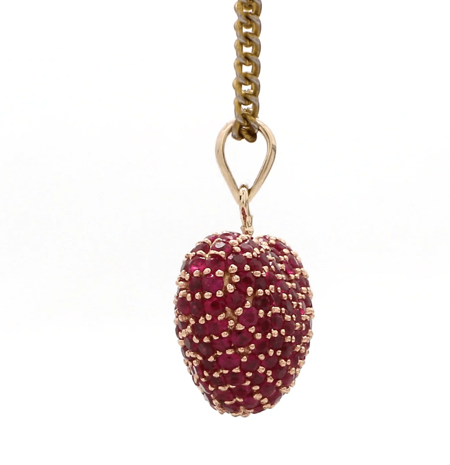 Charms & Pendants Puffy Pave Ruby Heart Charm