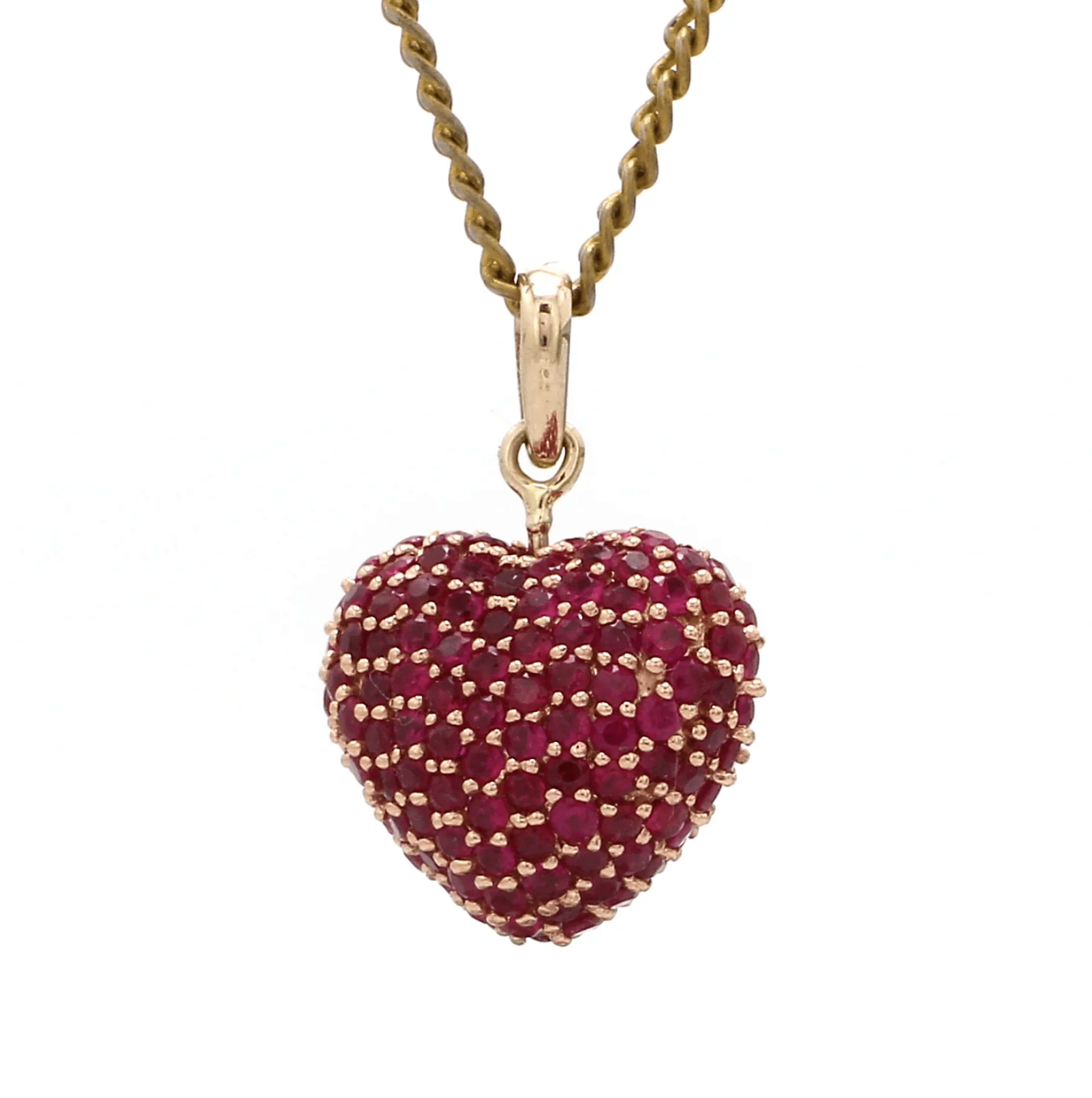 Charms & Pendants Puffy Pave Ruby Heart Charm