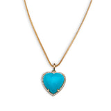 Charms & Pendants Rose Gold 14K Gold Turquoise and Micro-Pave Diamond Heart Charm