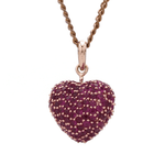 Charms & Pendants Rose Gold / 14K Puffy Pave Ruby Heart Charm