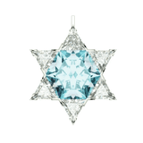 Charms & Pendants Rose Gold / 18K Gold 18K Diamond & Aquamarine Star of David in Solid 18K Gold