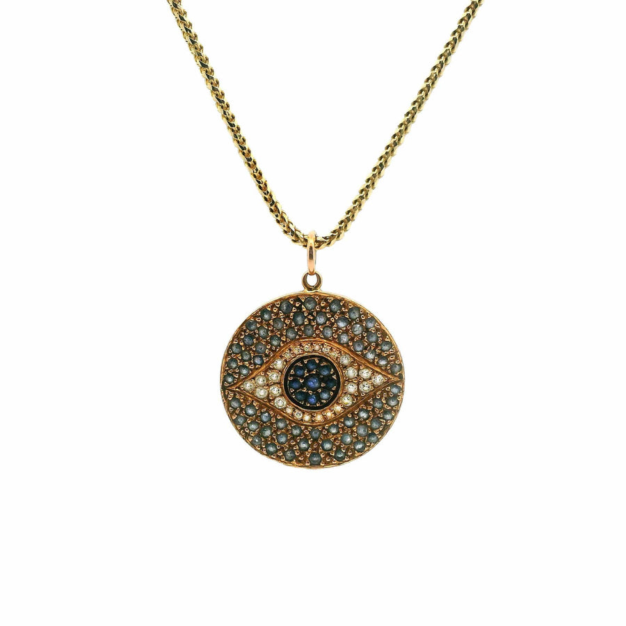 Charms & Pendants Rose Gold 18K Gold Blue Sapphire and Diamond Evil Eye Charm