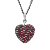 Charms & Pendants White Gold / 14K Puffy Pave Ruby Heart Charm