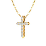 Charms & Pendants Yellow Gold / 14K Diamond Cross  in Solid 14K Gold, Lab Grown, Prong Set