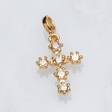 Charms & Pendants Yellow Gold Individual Prong Set Diamond Cross Charm