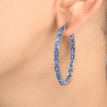 Earrings 14K & 18K Gold Blue Sapphire Inside Outside Hoop Earrings