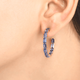 Earrings 14K & 18K Gold Blue Sapphire Inside Outside Hoop Earrings