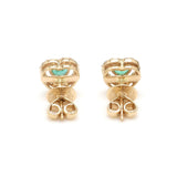 Earrings 14K & 18K Gold Emerald Heart and Halo Diamond Stud Earrings