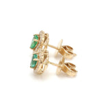 Earrings 14K & 18K Gold Emerald Heart and Halo Diamond Stud Earrings