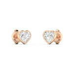 Earrings 14K & 18K Gold Heart Bezel Set Stud Earrings