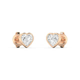 Earrings 14K & 18K Gold Heart Bezel Set Stud Earrings