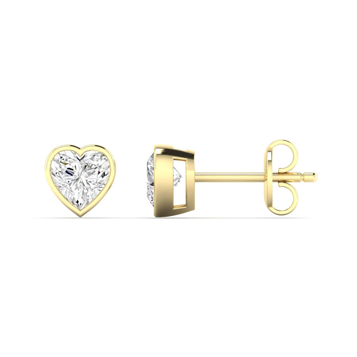 Earrings 14K & 18K Gold Heart Bezel Set Stud Earrings