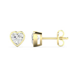 Earrings 14K & 18K Gold Heart Bezel Set Stud Earrings