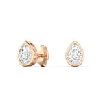 Earrings 14K & 18K Gold Pear Bezel Set Diamond Stud Earrings, Lab Grown