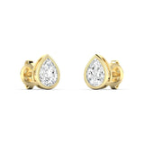 Earrings 14K & 18K Gold Pear Bezel Set Diamond Stud Earrings, Lab Grown