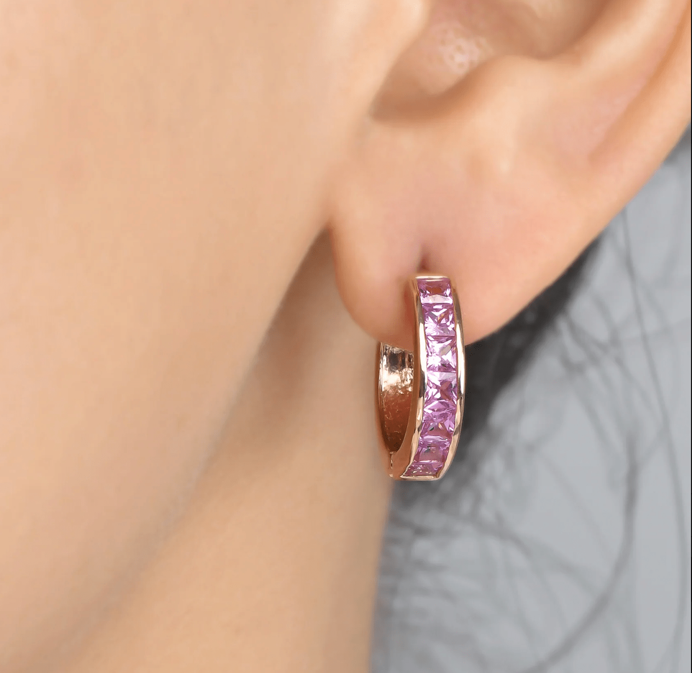 Earrings 14K & 18K Gold Pink Sapphire Hoop Earrings