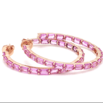 Earrings 14K & 18K Gold Pink Sapphire Inside Outside Hoop Earrings