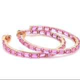 Earrings 14K & 18K Gold Pink Sapphire Inside Outside Hoop Earrings