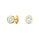 Earrings 14K & 18K Gold Round Brilliant Bezel Set Diamond Stud Earrings,Lab Grown