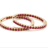 Earrings 14K & 18K Gold Ruby Inside Outside Hoop Earrings